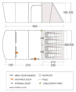 Vango Aether Poled 450XL Tent (2022) -Cheap Camping Shop aether 450xl floorplan low