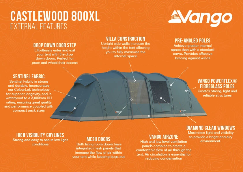 Vango Castlewood 800XL Poled Tent Package (2023) 4 Vango Castlewood 800XL Poled Tent Package (2023) - Image 4