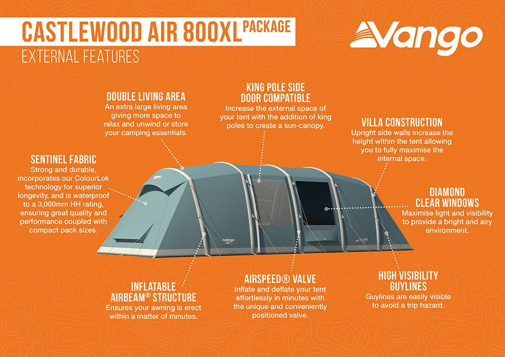 Vango Airbeam Vango Castlewood Air 800XL Tent Package (2023) 4 Vango Airbeam Vango Castlewood Air 800XL Tent Package (2023) - Image 4