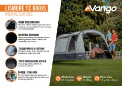 Vango Lismore TC 600XL Poled Tent Package (2023) -Cheap Camping Shop lismore tc 600xl infographic2