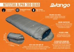 Vango Nitestar Alpha 300 Quad Sleeping Bag (FOG) -Cheap Camping Shop nitestar 300 infographic